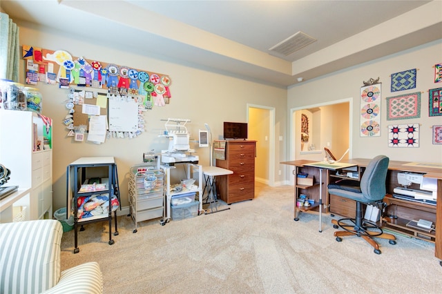 3411 Brampton Island Dr, Katy, TX 77494 - carpeted office space with a tray ceiling