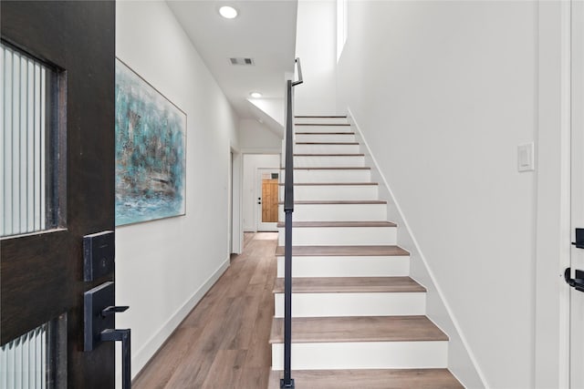 216 E 31st 1/2 St Unit B, Houston, TX 77018 - staircase with wood finished floors and recessed lighting