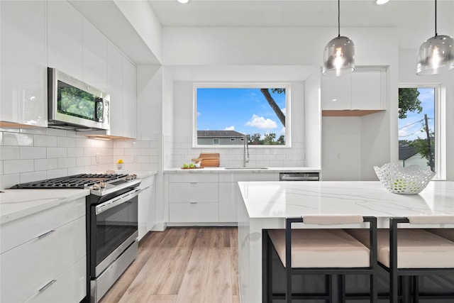 216 E 31st 1/2 St Unit B, Houston, TX 77018 - kitchen with appliances with stainless steel finishes, modern cabinets, white cabinets, healthy amount of natural light, and recessed lighting