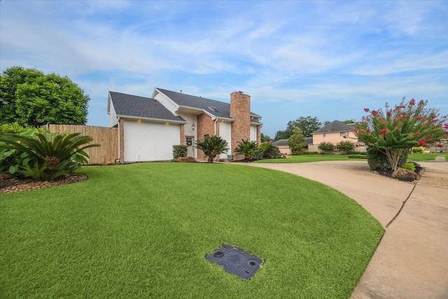1802 Cedar Creek Ct, Houston, TX 77077 - view of front of property featuring a chimney, brick siding, concrete driveway, an attached garage, and roof with shingles