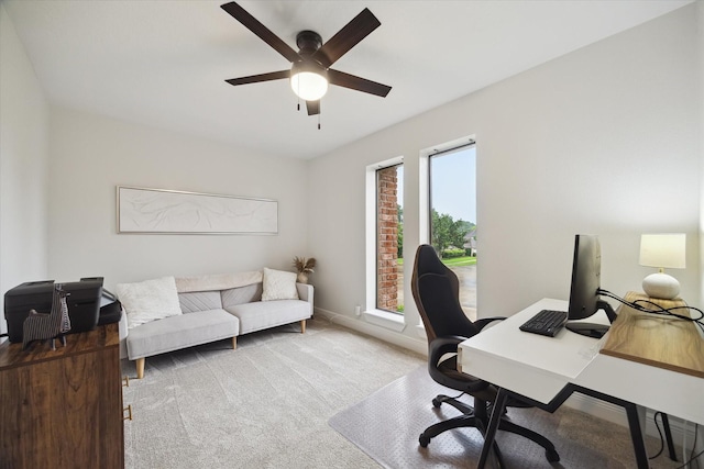 1802 Cedar Creek Ct, Houston, TX 77077 - carpeted office with ceiling fan and baseboards