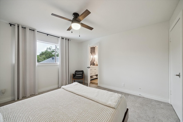 1802 Cedar Creek Ct, Houston, TX 77077 - carpeted bedroom with ceiling fan and connected bathroom