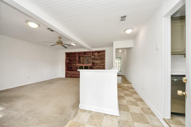 1404 Aldrich St, Houston, TX 77055 - kitchen featuring dishwasher, beamed ceiling, and a ceiling fan