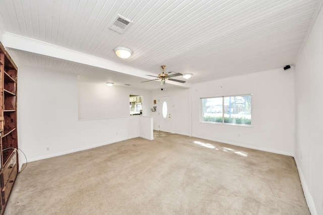 1404 Aldrich St, Houston, TX 77055 - empty room featuring light colored carpet, a ceiling fan, and wood ceiling