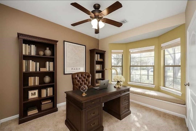 6423 Middlelake Ct, Katy, TX 77450 - office with a ceiling fan and light carpet