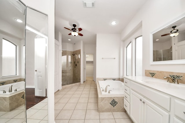 6423 Middlelake Ct, Katy, TX 77450 - full bathroom with ceiling fan, plenty of natural light, vanity, and recessed lighting