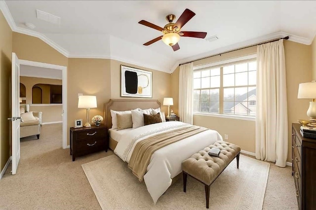 6423 Middlelake Ct, Katy, TX 77450 - bedroom with vaulted ceiling, light colored carpet, and a ceiling fan