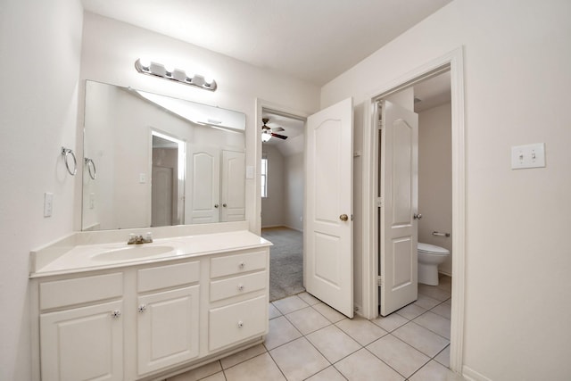 6423 Middlelake Ct, Katy, TX 77450 - bathroom with tile patterned floors, vanity, and a ceiling fan