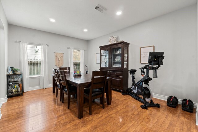 23803 Spring Way Dr, Spring, TX 77373 - dining space featuring light wood-type flooring and recessed lighting