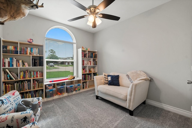 23803 Spring Way Dr, Spring, TX 77373 - sitting room featuring carpet flooring and a ceiling fan