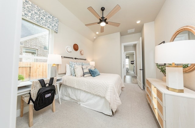 19207 Seabiscuit Stable Trl, Tomball, TX 77377 - bedroom featuring light colored carpet, recessed lighting, and a ceiling fan
