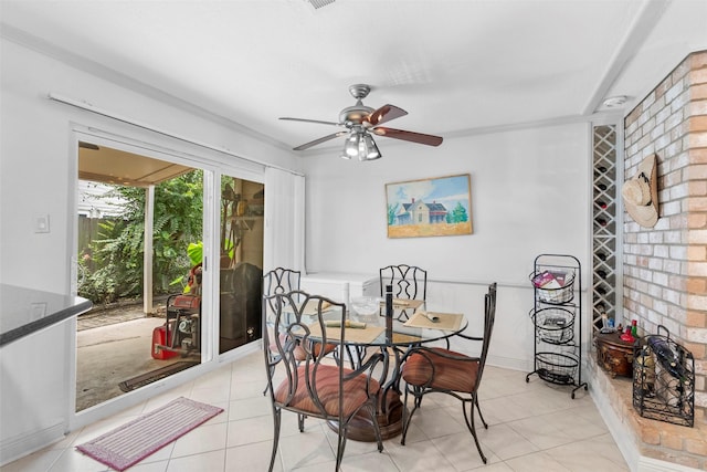 19511 Oak Station Dr, Humble, TX 77346 - dining space featuring a ceiling fan and light tile patterned floors