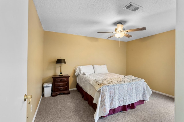 19511 Oak Station Dr, Humble, TX 77346 - carpeted bedroom with a textured ceiling and ceiling fan