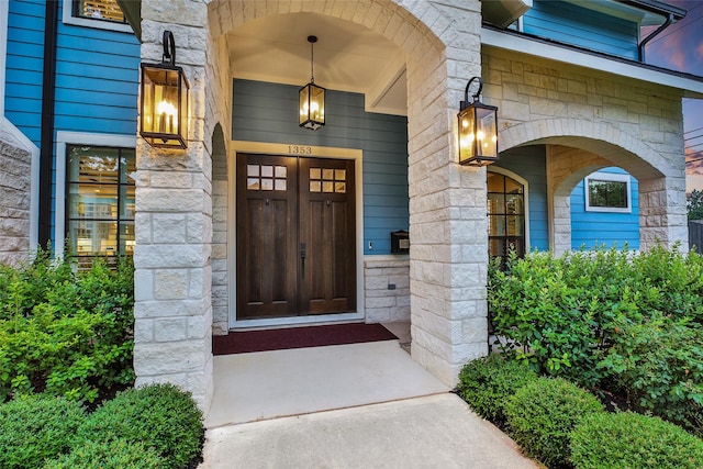 1353 Chantilly Ln, Houston, TX 77018 - property entrance with stone siding