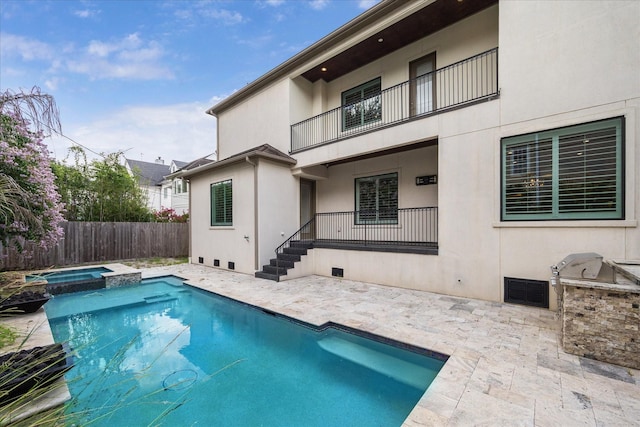 3310 Glen Haven Blvd, Houston, TX 77025 - view of pool featuring a patio, a pool with connected hot tub, and area for grilling