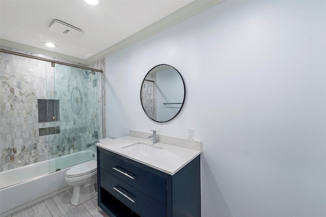 9210 Rangely Dr, Houston, TX 77055 - full bathroom with vanity, shower / bath combination with glass door, and recessed lighting