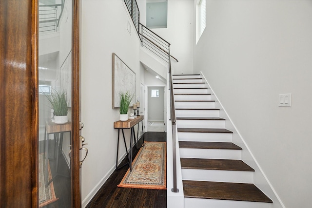805 Sandman St, Houston, TX 77007 - stairway with wood finished floors and a towering ceiling