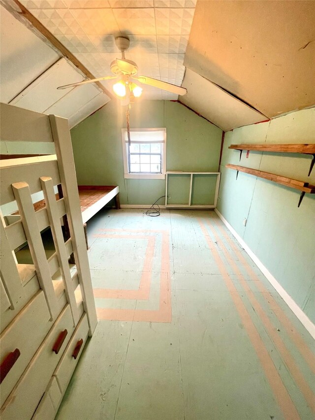 206 E Rogers St, Ganado, TX 77962 - additional living space with a ceiling fan and lofted ceiling