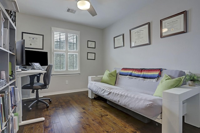 1113 Peden St Unit A, Houston, TX 77006 - office space with a ceiling fan and wood-type flooring