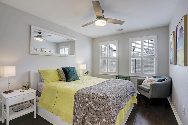 1113 Peden St Unit A, Houston, TX 77006 - bedroom with dark wood-type flooring and a ceiling fan