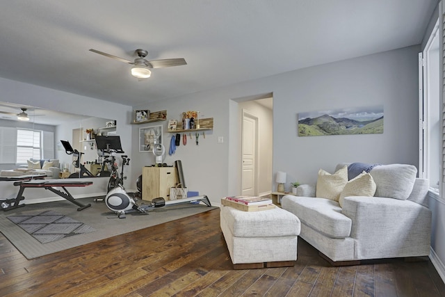 1113 Peden St Unit A, Houston, TX 77006 - living area with a ceiling fan and wood-type flooring