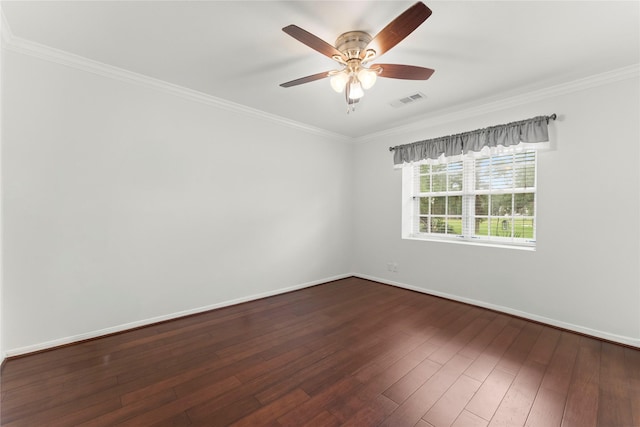 18910 Casper Dr, Spring, TX 77373 - spare room with a ceiling fan, ornamental molding, and dark wood-type flooring