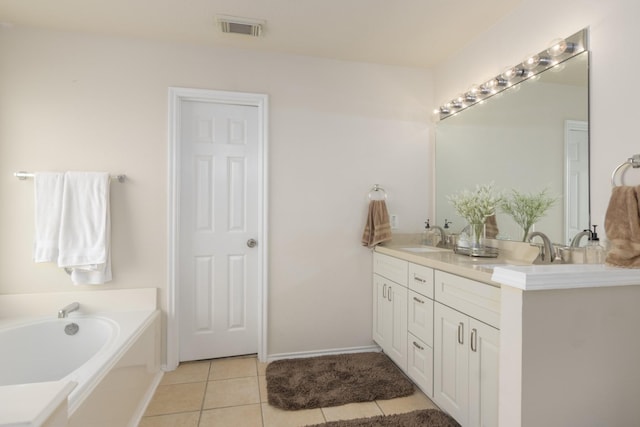 14903 Sugar Sweet Dr, Sugar Land, TX 77498 - full bath with double vanity, tile patterned floors, and a garden tub