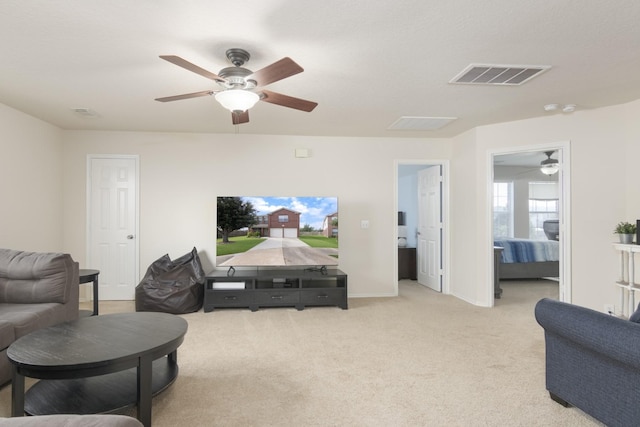 14903 Sugar Sweet Dr, Sugar Land, TX 77498 - carpeted living area featuring ceiling fan