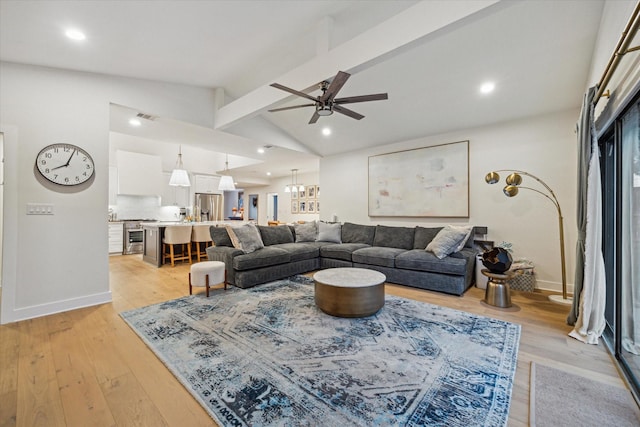 2022 Chaparral Dr, Houston, TX 77043 - living room featuring ceiling fan, light wood-style floors, and recessed lighting