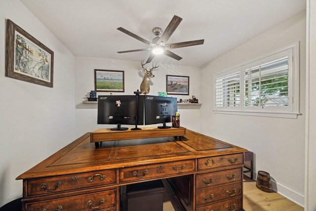 2022 Chaparral Dr, Houston, TX 77043 - office space with ceiling fan and light wood finished floors