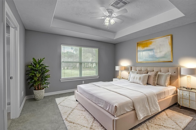 2440 Olympia Dr, West Columbia, TX 77486 - carpeted bedroom featuring a raised ceiling and ceiling fan
