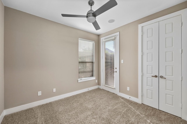 1801 Radcliffe St, Houston, TX 77007 - unfurnished bedroom with carpet, a ceiling fan, and access to exterior