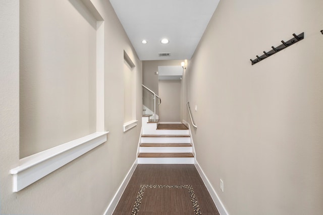 1801 Radcliffe St, Houston, TX 77007 - stairway featuring recessed lighting and wood finished floors