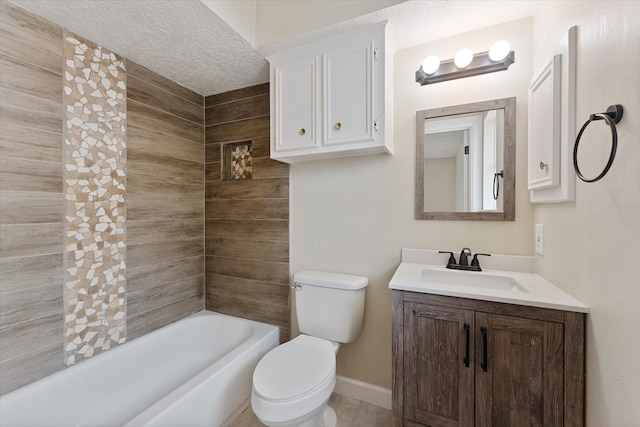 21507 Glenbranch Dr, Spring, TX 77388 - bathroom with vanity, washtub / shower combination, and a textured ceiling