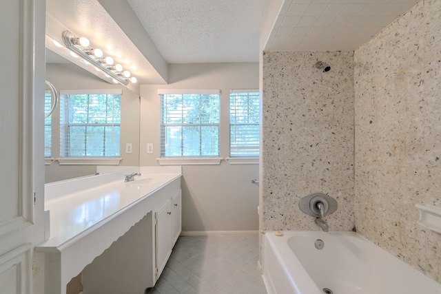463 Dover Ln, Spring, TX 77373 - full bath with vanity, tile patterned floors, and washtub / shower combination