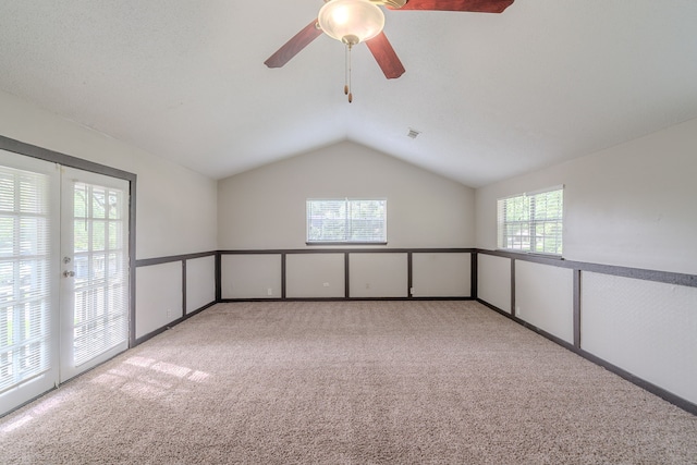 463 Dover Ln, Spring, TX 77373 - carpeted spare room with vaulted ceiling and ceiling fan