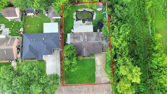 4827 Dalmatian Dr, Houston, TX 77045 - aerial view of residential area featuring property boundaries highlighted