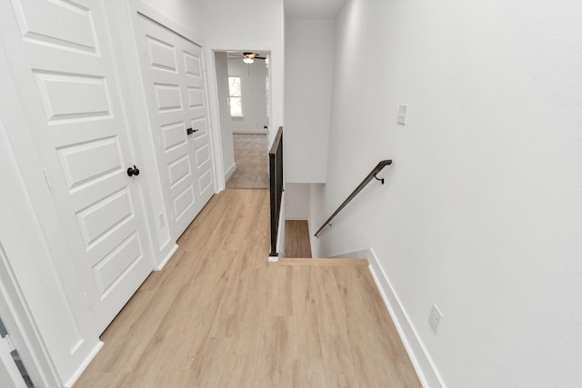 2213 Lee St, Houston, TX 77026 - corridor featuring an upstairs landing and light wood-style floors