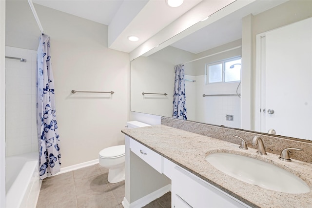 9306 Claridge Dr, Houston, TX 77031 - bathroom featuring vanity, tile patterned floors, shower / bath combination with curtain, and recessed lighting