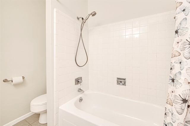 9306 Claridge Dr, Houston, TX 77031 - bathroom featuring shower / tub combo with curtain and tile patterned flooring