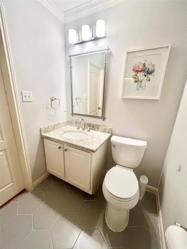 1150 Sienna Hill Dr, Houston, TX 77077 - bathroom featuring vanity, crown molding, and tile patterned floors