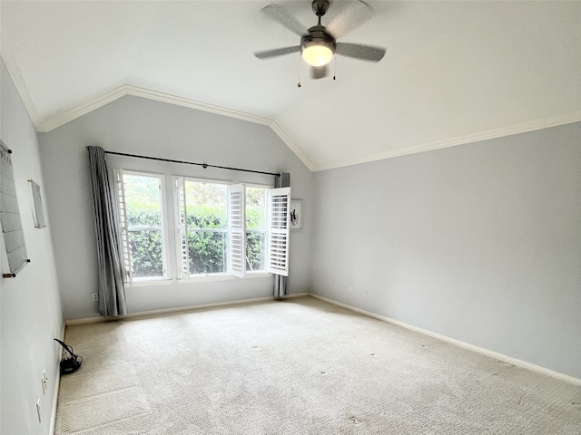 1150 Sienna Hill Dr, Houston, TX 77077 - carpeted empty room with lofted ceiling, a ceiling fan, and crown molding