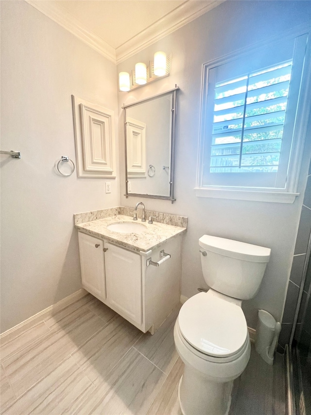 1150 Sienna Hill Dr, Houston, TX 77077 - bathroom featuring ornamental molding, vanity, and wood finished floors