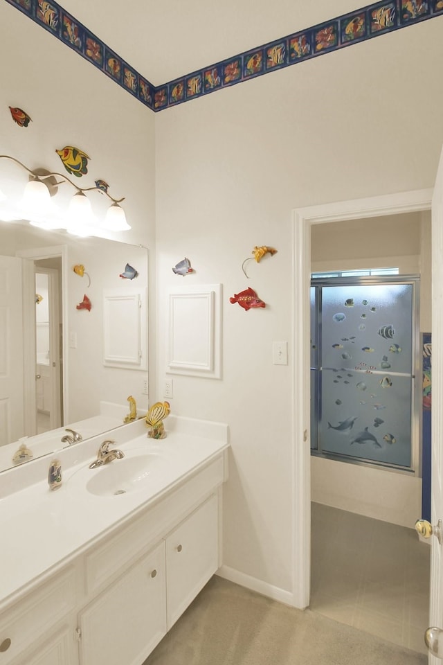 603 Forest Bend Ln, Friendswood, TX 77546 - bathroom with vanity and baseboards