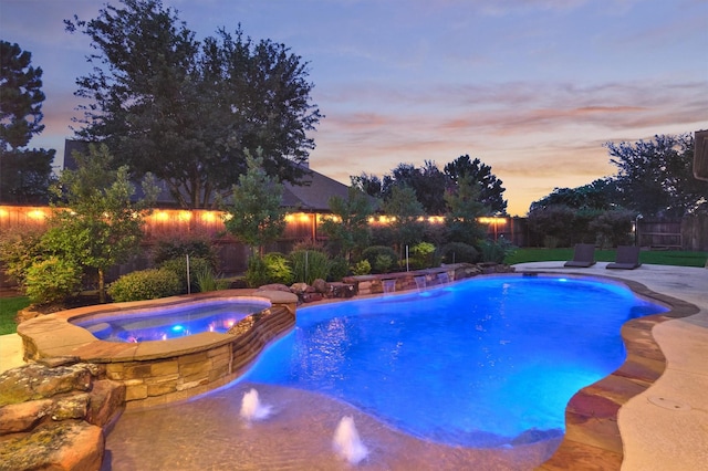9714 Luna Springs Ln, Cypress, TX 77433 - view of swimming pool featuring a fenced backyard and a pool with connected hot tub