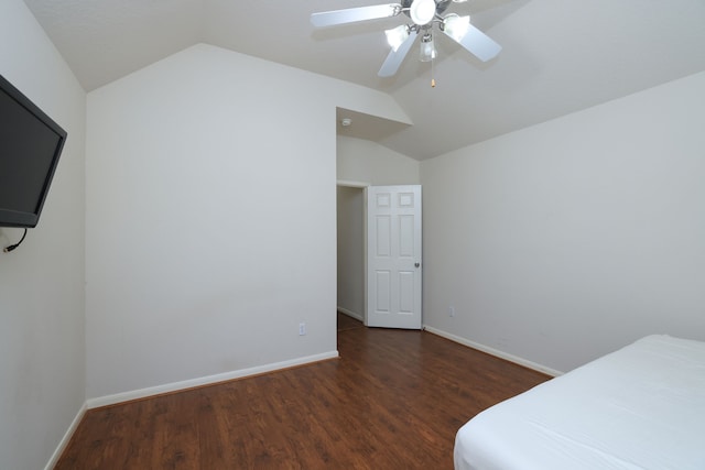 30515 Red Bluff Cir, Magnolia, TX 77355 - bedroom with lofted ceiling, wood finished floors, and ceiling fan