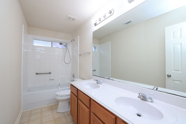 30515 Red Bluff Cir, Magnolia, TX 77355 - full bathroom featuring shower / washtub combination, double vanity, and tile patterned floors