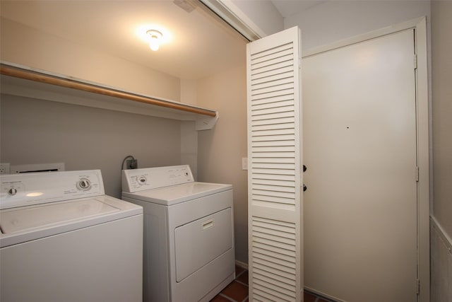 9400 Doliver Dr Unit 70, Houston, TX 77063 - laundry area with washing machine and clothes dryer and dark tile patterned floors