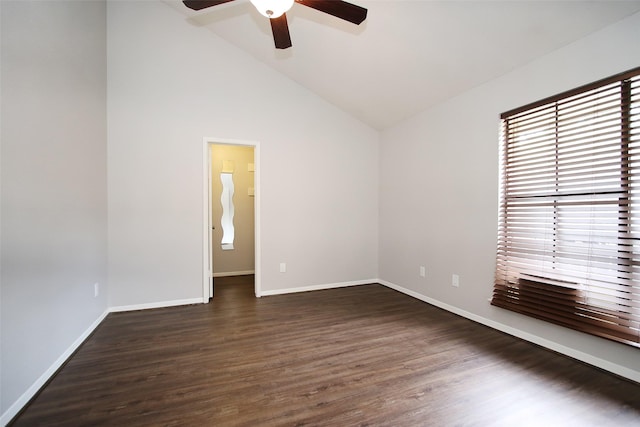 9400 Doliver Dr Unit 70, Houston, TX 77063 - unfurnished room featuring ceiling fan, dark wood-type flooring, and vaulted ceiling