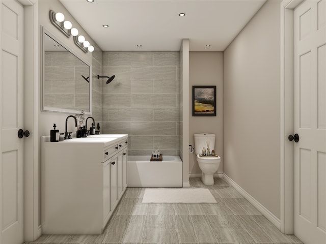 4817 Keeland St, Houston, TX 77016 - bathroom featuring vanity, recessed lighting, and shower / tub combination